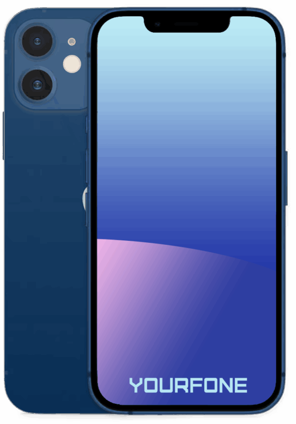 iPhone 12 Mini Blue Front and Back - Yourfone